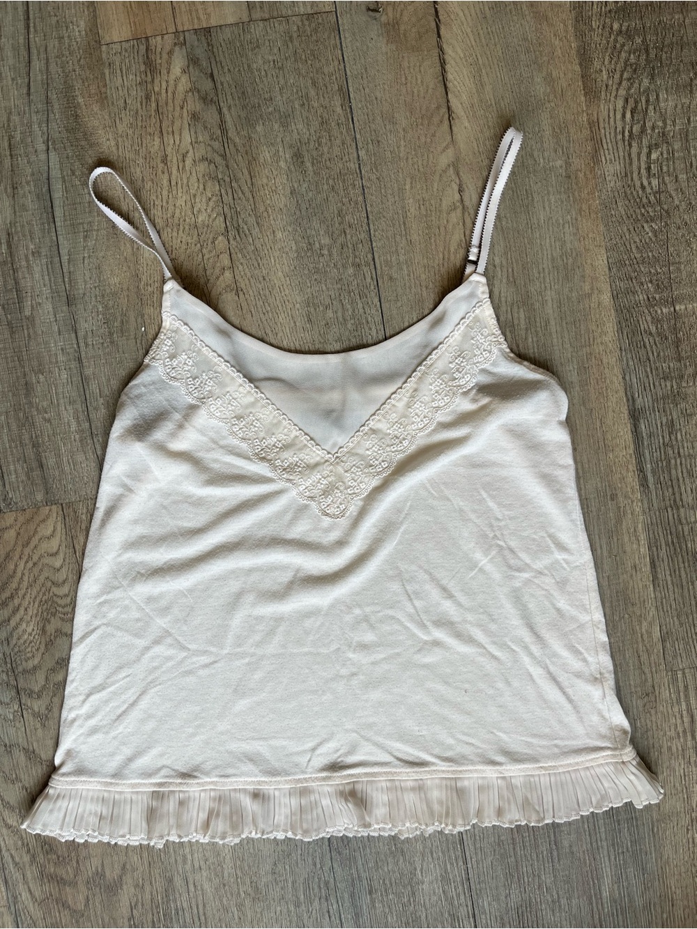 Y2K American Eagle Outfitters Cream Lace-Trim Tank